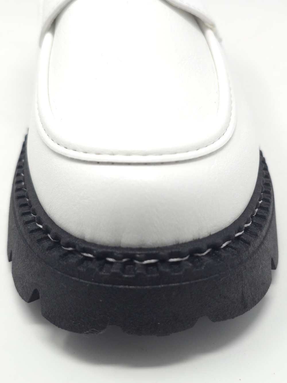 White Patent Brogue Lace up Faux Leather Loafers Chunky Black Lug Sole Oxfords - Picture 6 of 9